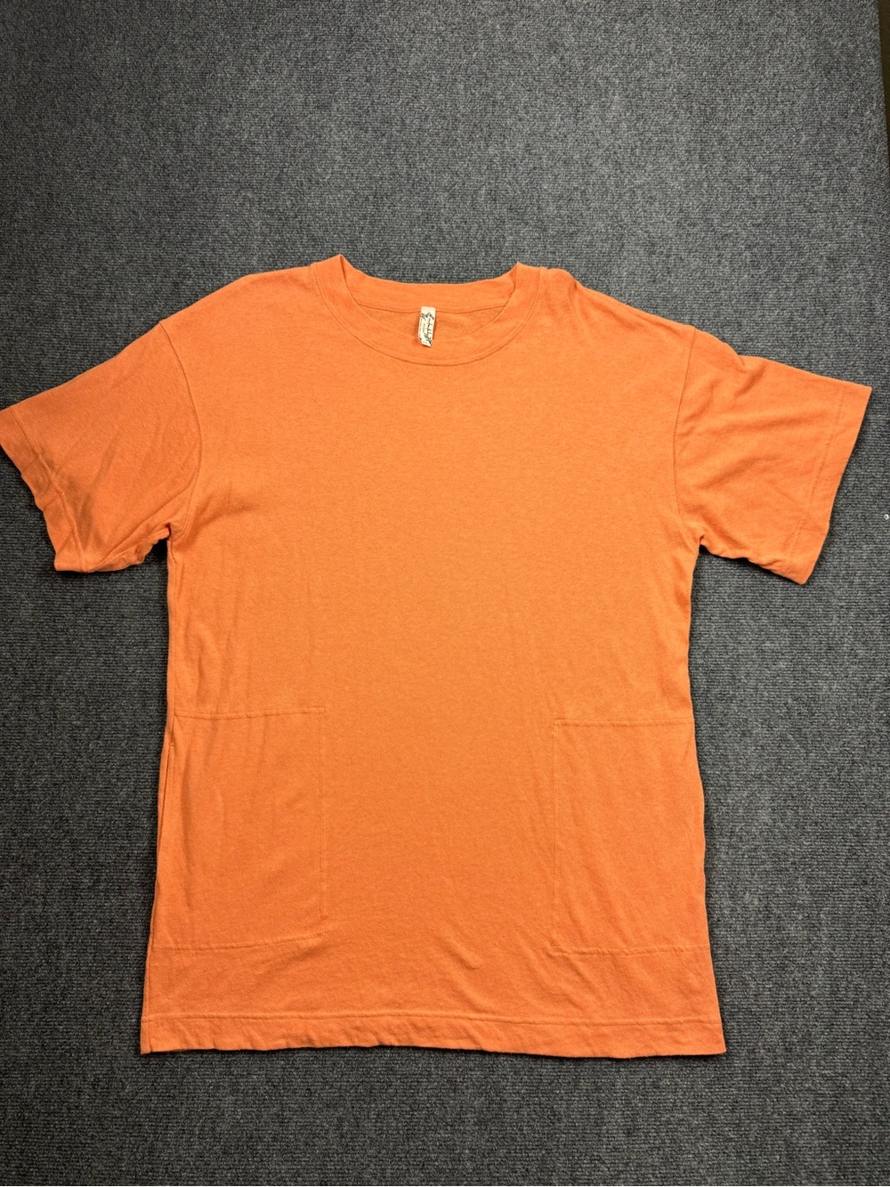Intimately Free People Short Sleeve Crew Neck Top Orange Medium Side Pockets